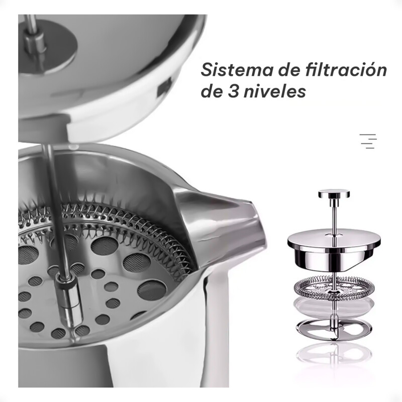 Cafetera de Prensa Francesa de Acero Inoxidable de 1L Cafetera de Prensa Francesa de Acero Inoxidable de 1L