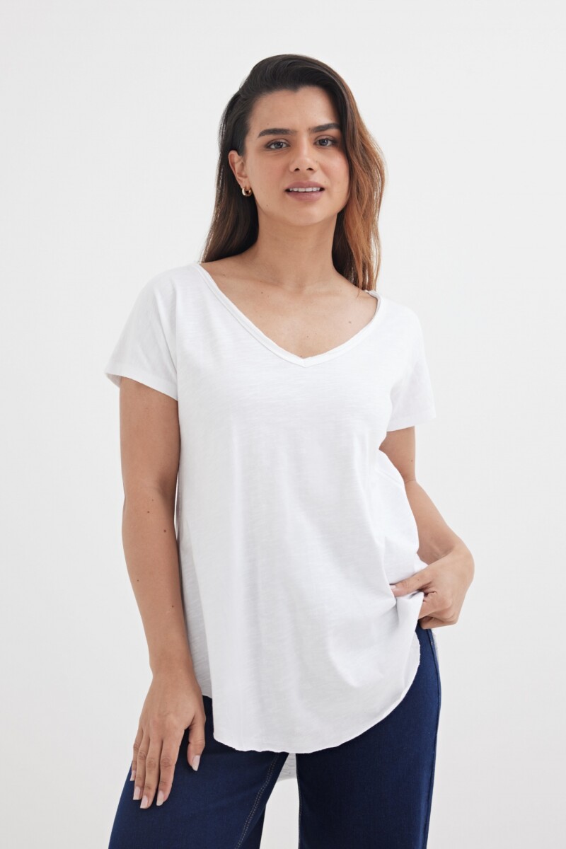 Remera escote en V - Blanco 