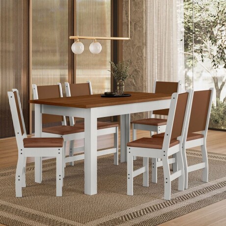 Juego De Comedor Bellogia 6 Sillas Avela/Off CH40012 Juego De Comedor Bellogia 6 Sillas Avela/Off CH40012