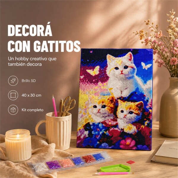Kit de Pintura Diamante 5D Gatitos 40 x 30 cm DISENO2