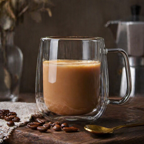 Pocillo doble pared de vidrio con asa - 450ml Sc