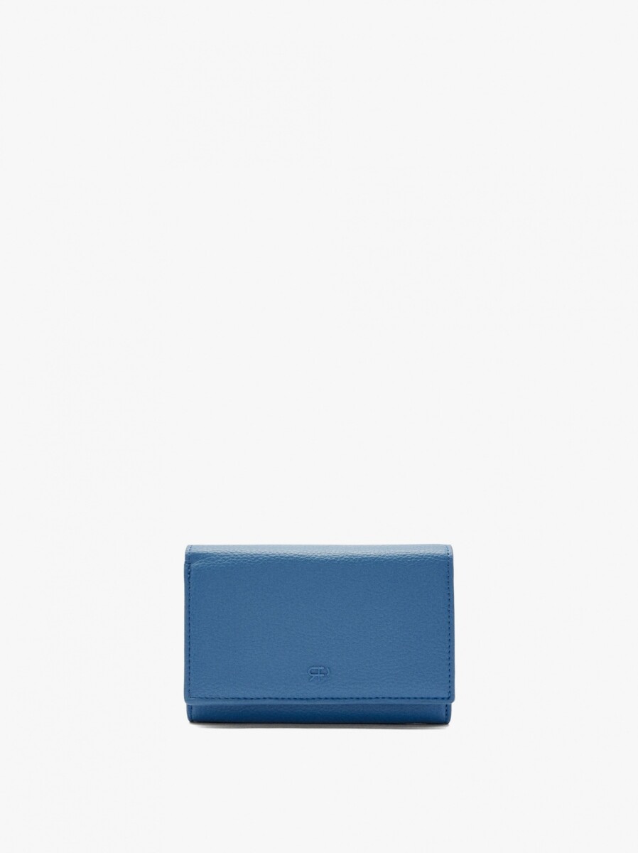 Cartera Con Textura Y Solapa - azul 