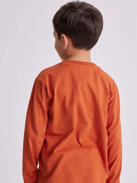 Remera manga larga con bolsillo Terracota