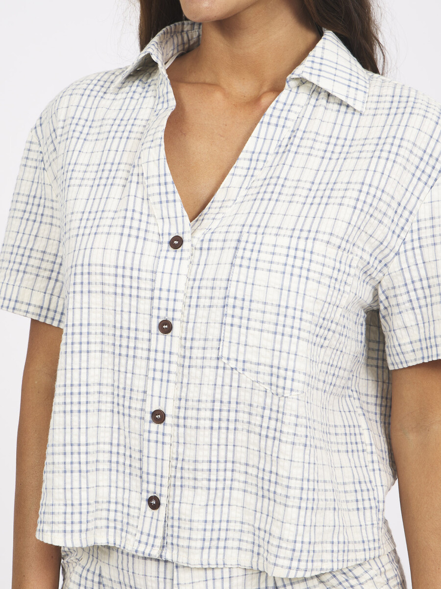 Camisa cropped - azul piedra 