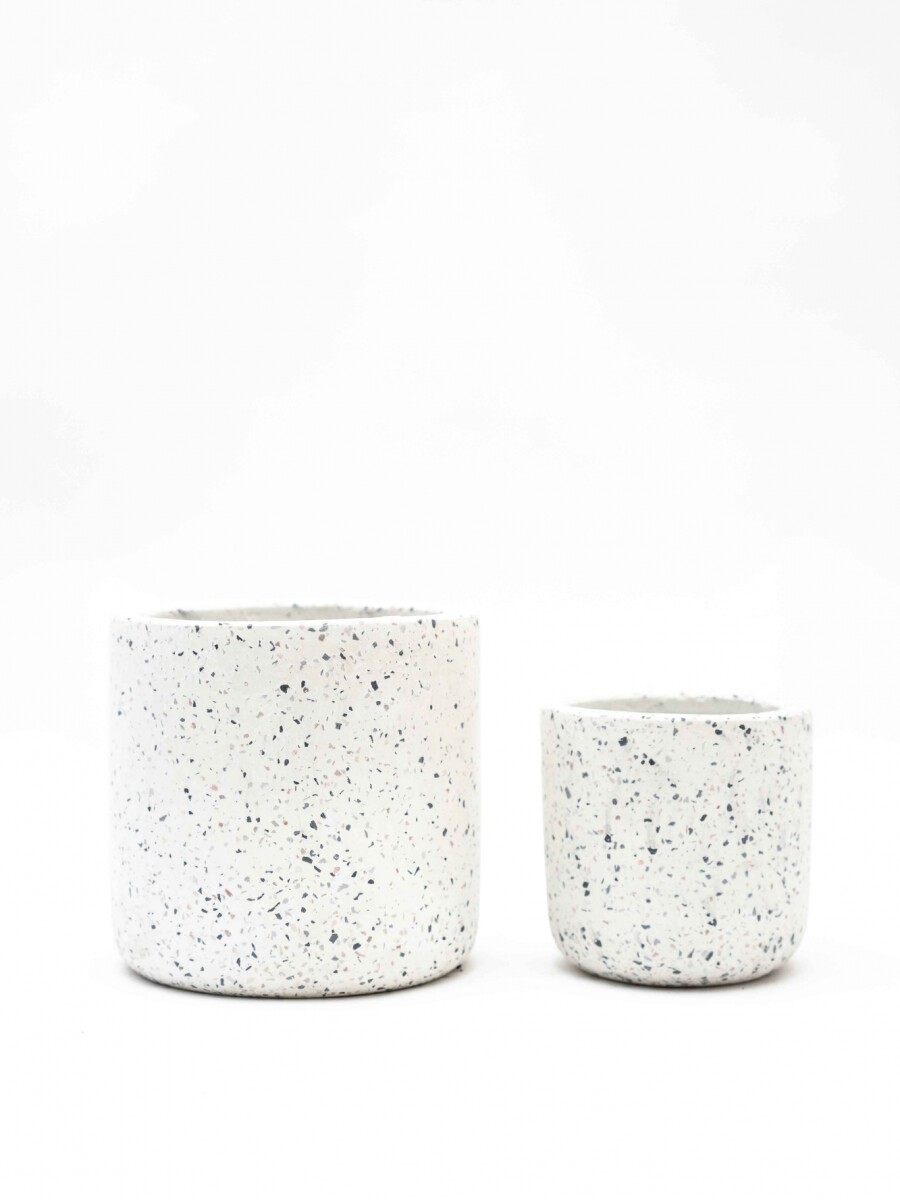 SET 2 MACETAS TERRAZO BLANCO
