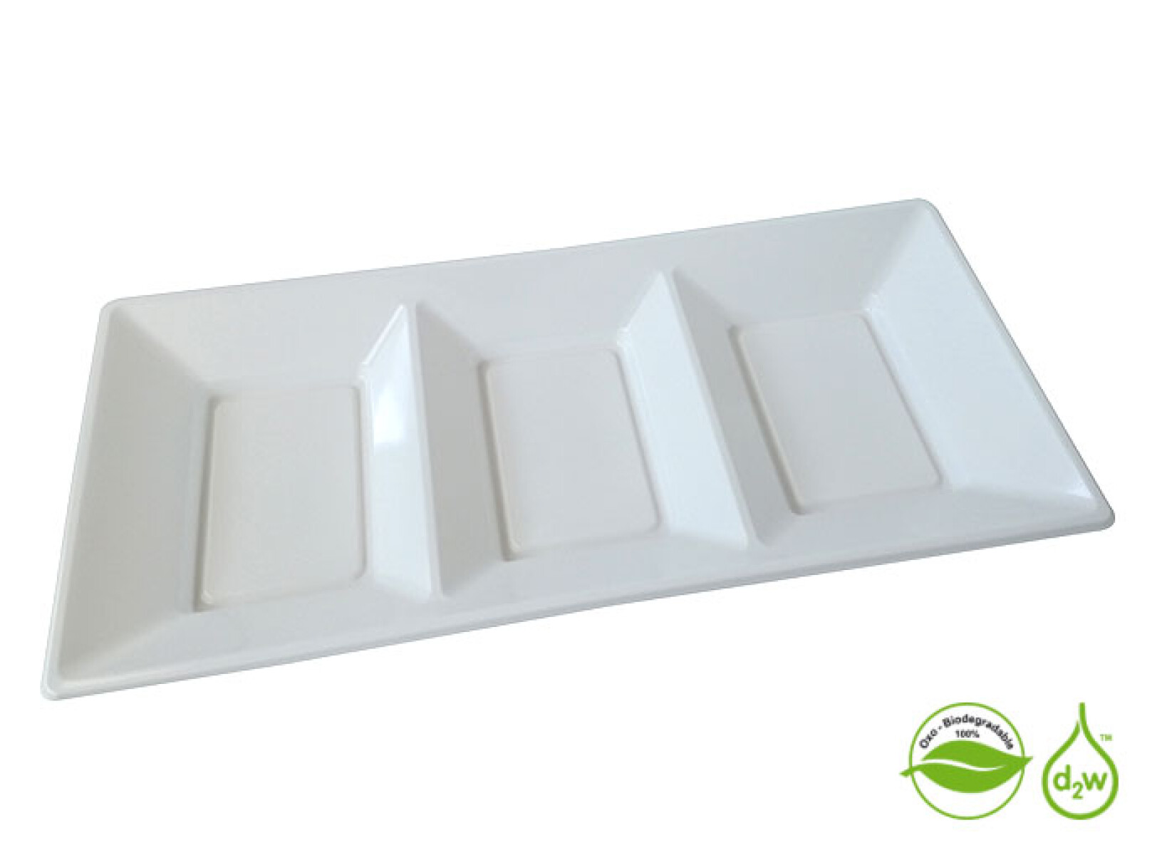 Bandeja Biodegradable Rectangular x3 Unidades - Blanco 