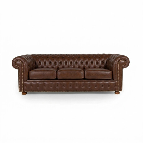 Sofá Chesterfield Novo - Cuero Básico - 3 cuerpos New Brown - (Preventa)
