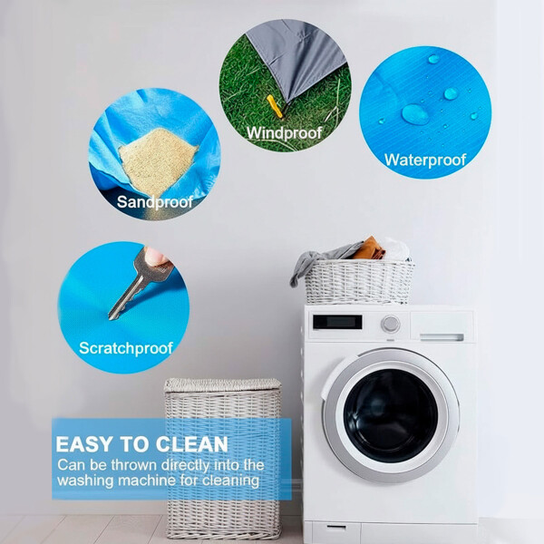 Manta Playa Picnic Camping Tela Oxford 210 X 200 Cm + Bolso Color Celeste