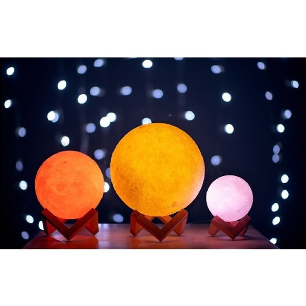 Lámpara Veladora Luna Con Base Madera 18cms Luces Rgb Táctil Lámpara Veladora Luna Con Base Madera 18cms Luces Rgb Táctil