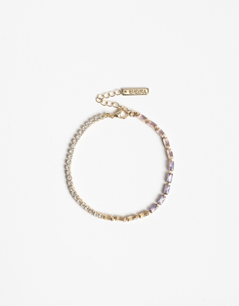 Pulseras Flexibles Strass Pulsera Flexible Con Cubic En Color - Dorado