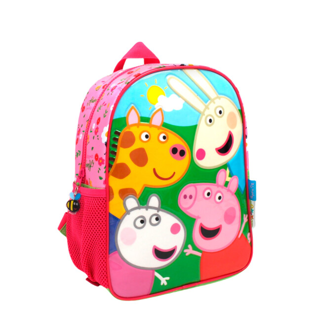 Mochila Peppa Pig 12" Verde - Rosado - Amarillo