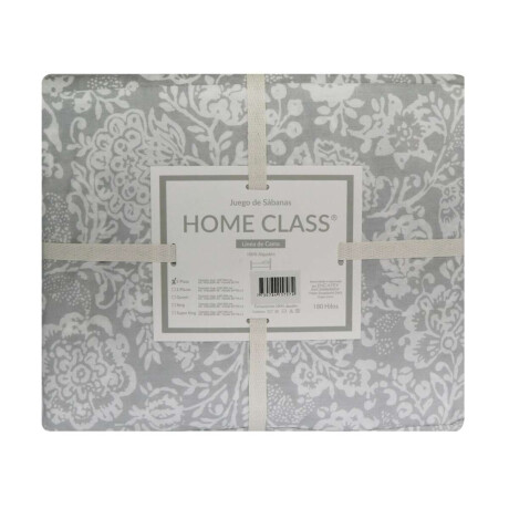 Juego Sábanas 1 Plaza Home Class Estampado 180 Hilos 100% Algodón Arabesco Gris
