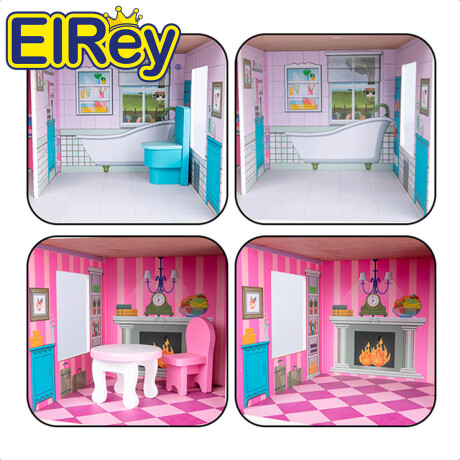 Casa Casita P/ Muñecas Grande En Madera C/ Muebles Jug007201