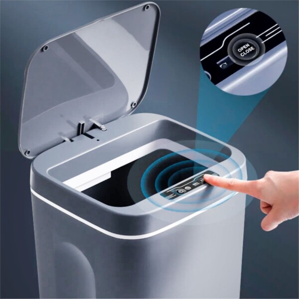 Papelera Cesto Basura Automatica 16l Basurero Sensor Color Variante Gris