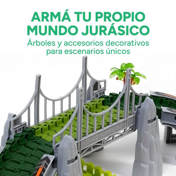 Pista Autos Dinosaurios Grande Flexible Juguete 275 Pz Luces Variante Color Verde