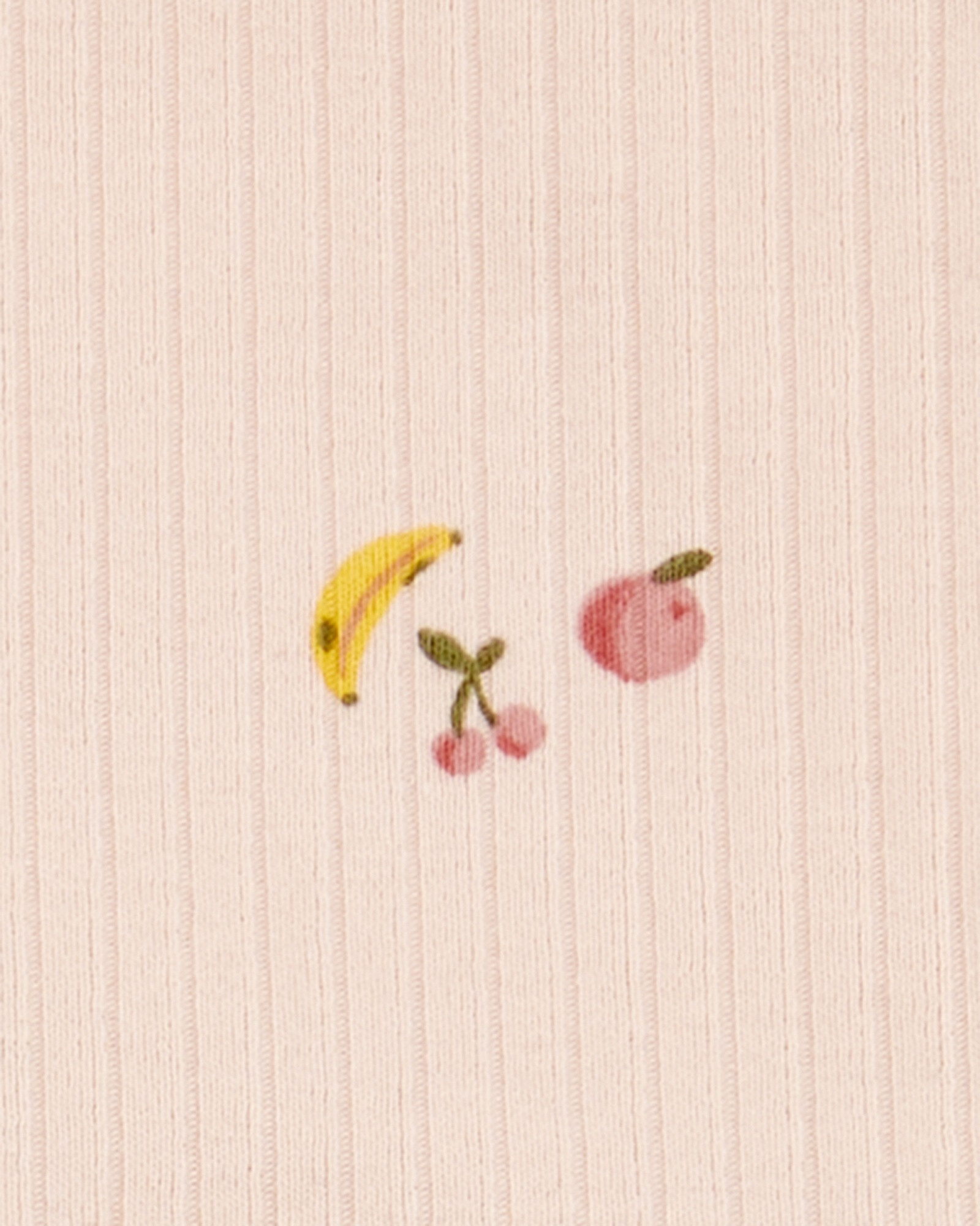 Set dos piezas de algodón acanalado, short y blusa, diseño frutas Sin color