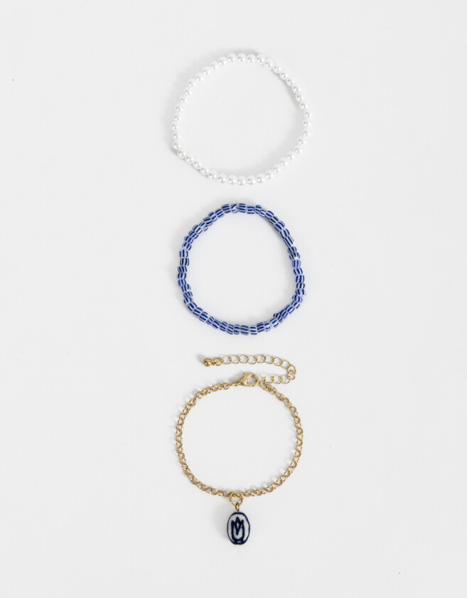 Pulseras Flexibles Azul Set De Pulseras Flexibles - Dorado