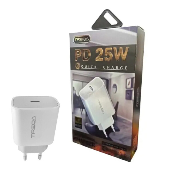Cargador Treqa Carga Rápida Tipo C 25w CARGADOR TREQA TIPO C 25W CS 222 BLANCO