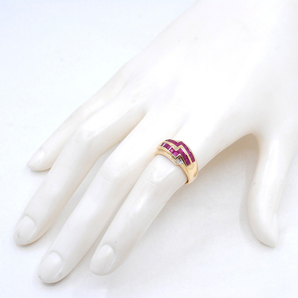Anillo En Oro 18K, Rubies Y Brillantes Anillo En Oro 18K, Rubies Y Brillantes