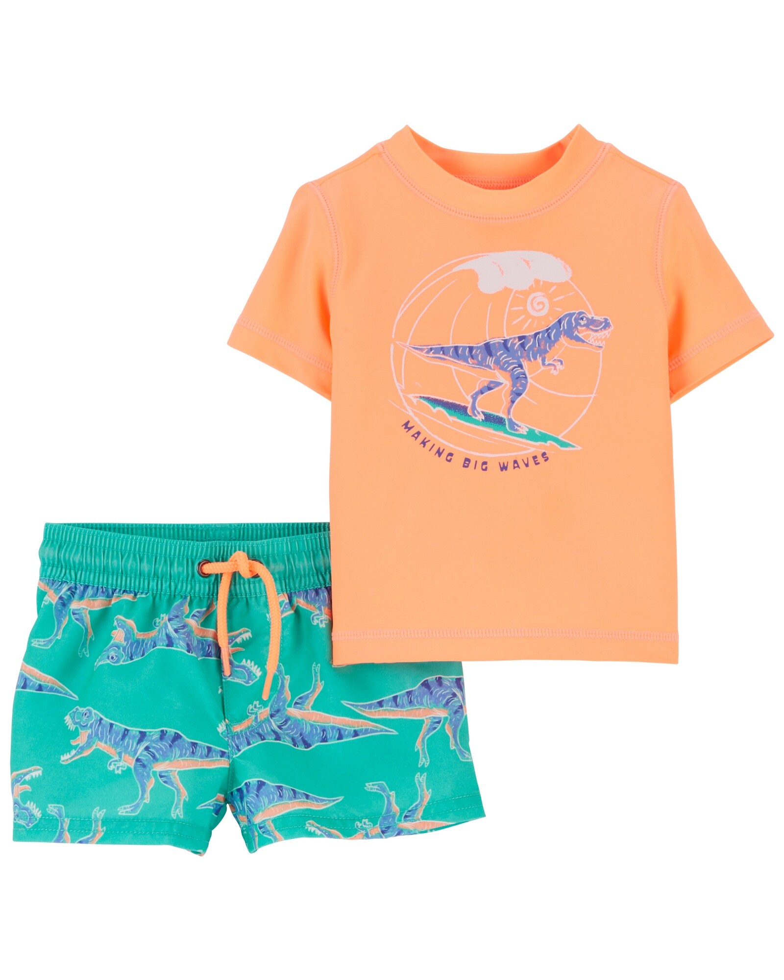 Traje de baño dos piezas con protección UPF 50+, diseño dinos Sin color