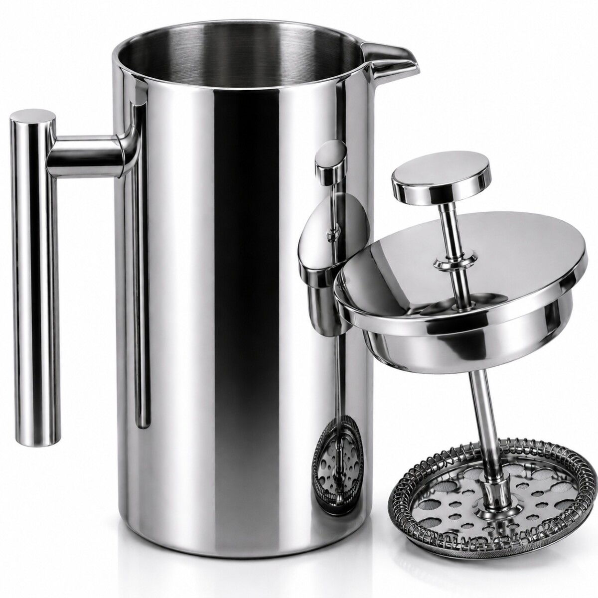 Cafetera Francesa Calidad Premium 1L Acero Inoxidable - Plateado 