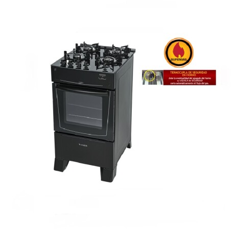 Cocina James Negro 4H Gas Mesada Vidrio - 7691 001
