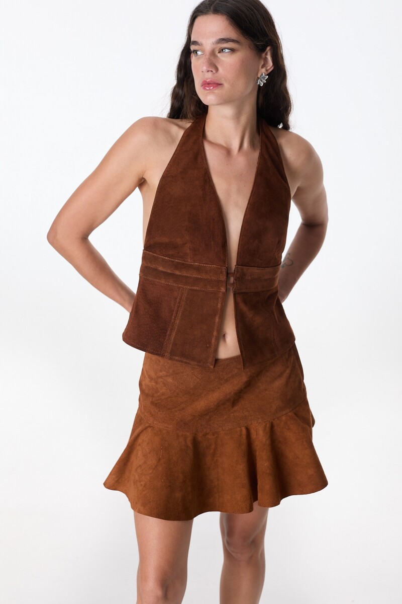 Top Largo Tach - Leather - Marron 