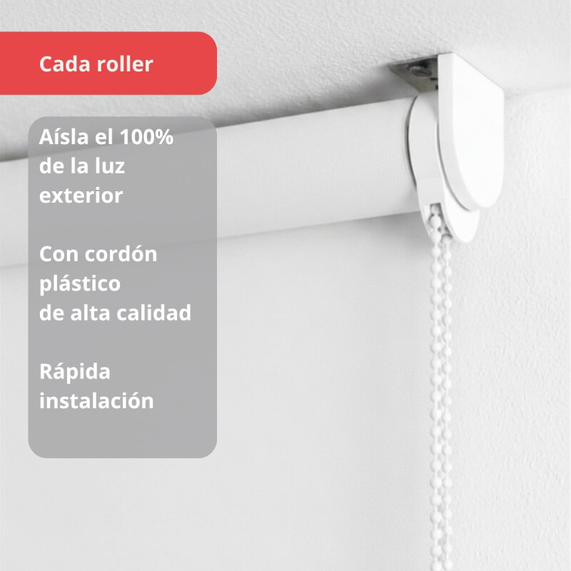 Set x2 Cortina roller blackout 120x200 cm BLANCO