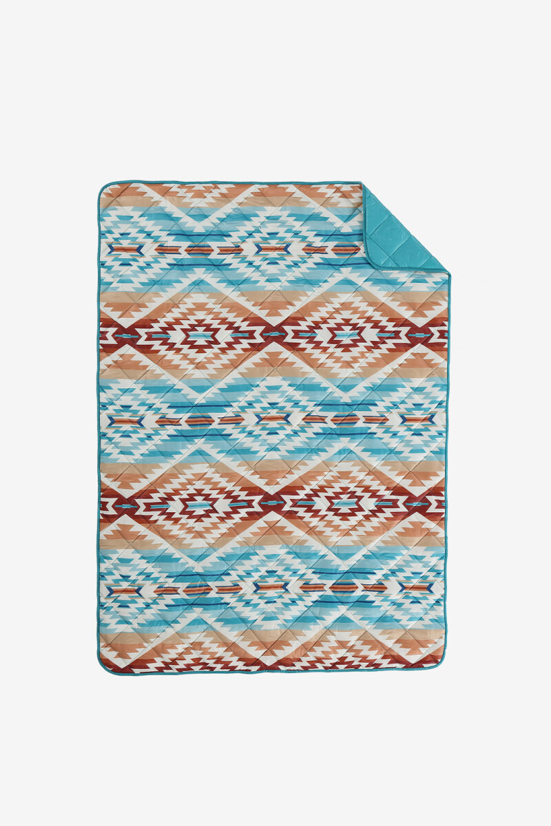 Recycled Poly Packable Throw Turquesa