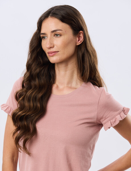 REMERA DE ALGODÓN CON VOLADO Rosado