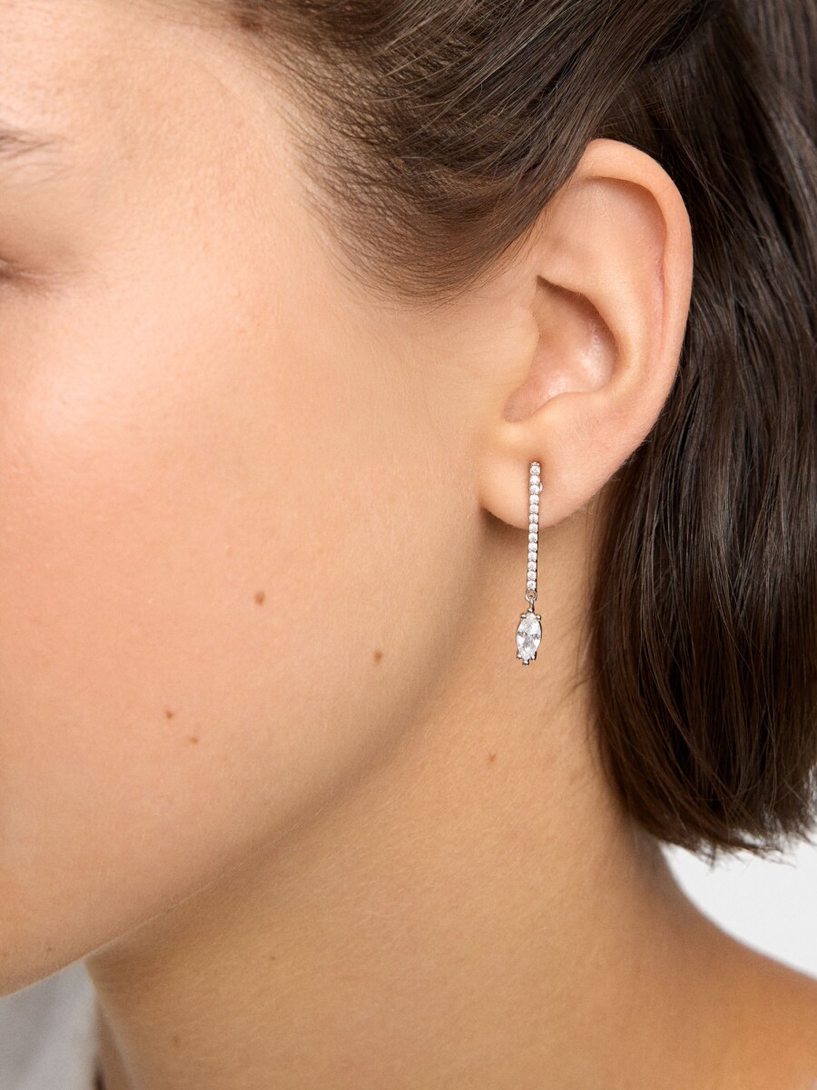 Pendientes Barra De Circonitas plateado