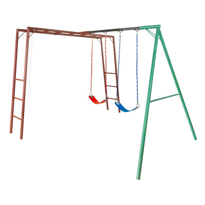 Pasamanos combinado con Juegos infantil diseñado para exterior con 2 hamacas de cincha. Pasamanos combinado con Juegos infantil diseñado para exterior con 2 hamacas de cincha.