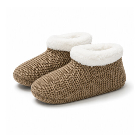 Pantuflas tejidas con corderito Marron