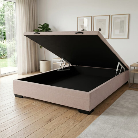 Base para Sommier Colchón Baul 2 Plazas - 138 x 188 x 35 cm - Estructura Madera Maciza - Beige Base para Sommier Colchón Baul 2 Plazas - 138 x 188 x 35 cm - Estructura Madera Maciza - Beige