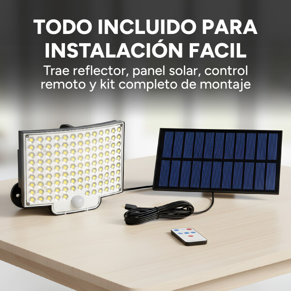 Foco Led Reflector Solar Recargable 20w Sensor Control Variante Fría