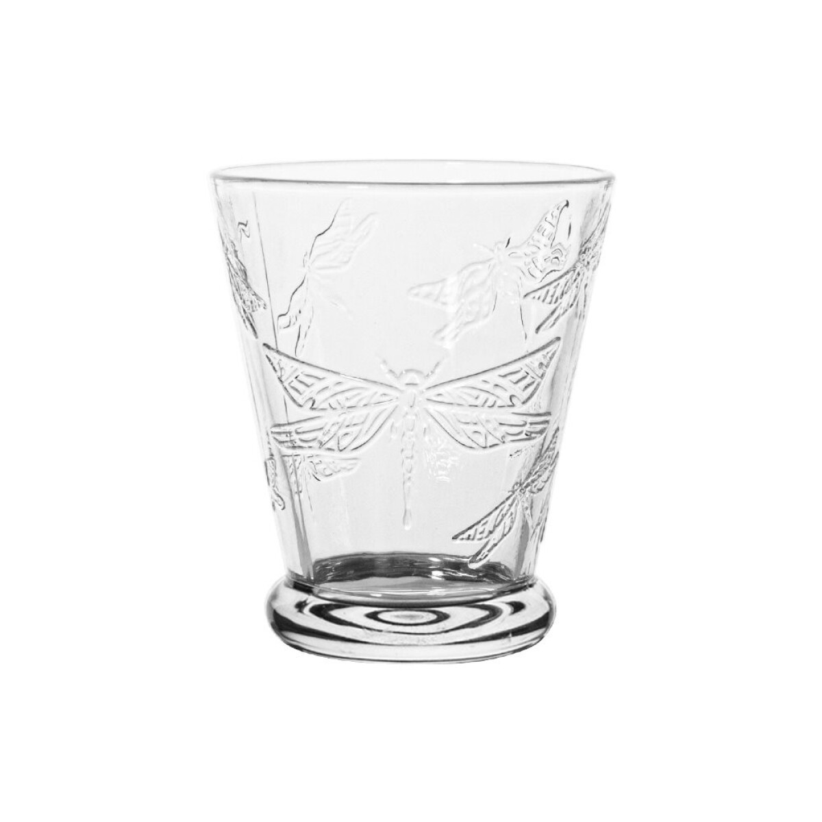 VASO DOF VIDRIO LABRADO 280 ML INCOLORO LIBELULA 