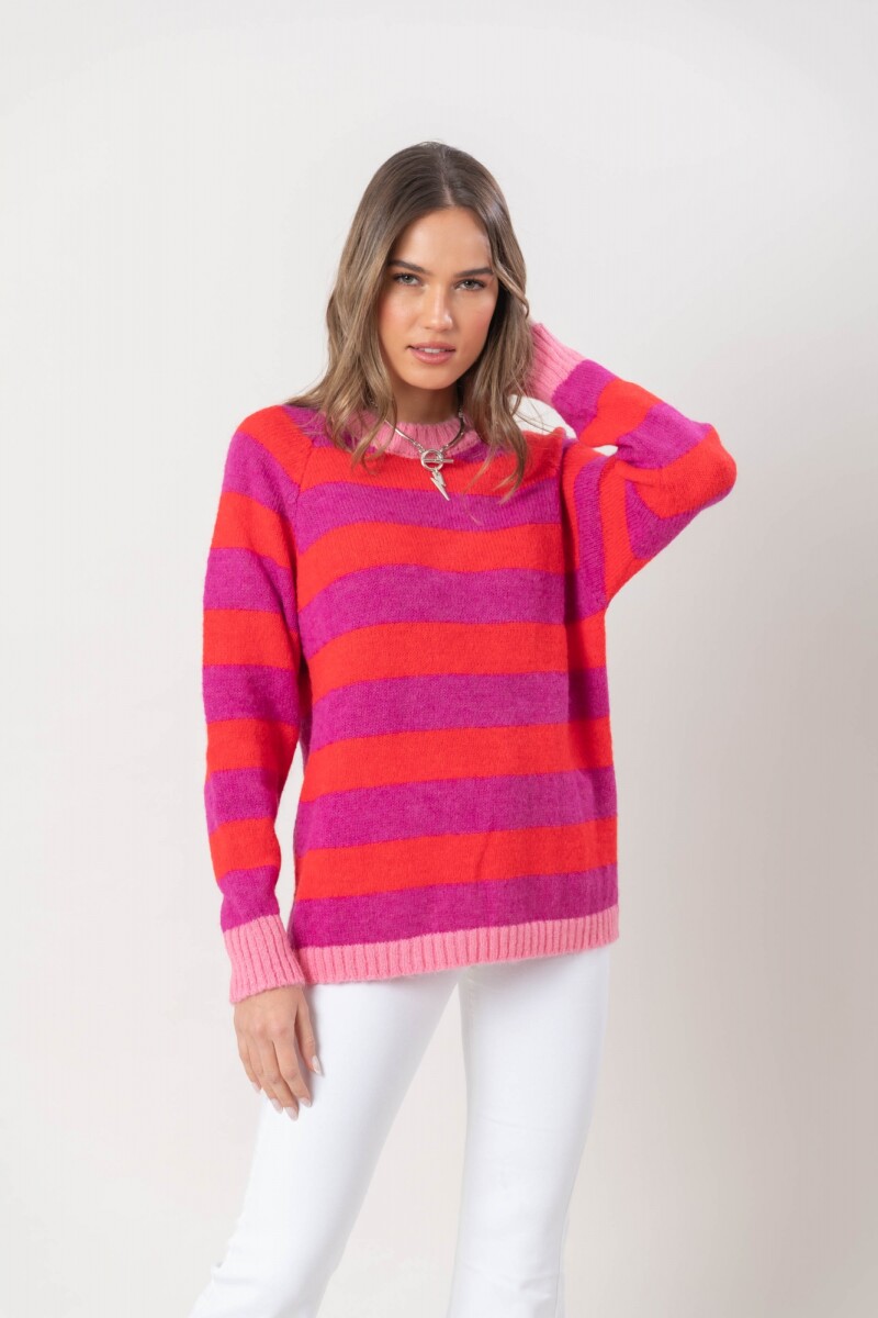 Sweater rayas - Rojo / violeta 
