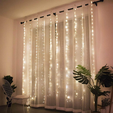 Cortina Lluvia De Luces 3x3 Decoración Fiesta 300 Led Hog007002