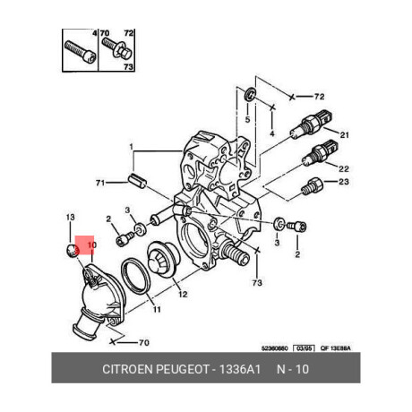 PIPA TERMOSTATO CITROEN - PEUGEOT BERLINGO PARTNER BOXER ZX 306 405 1.6 1.8 2.0 8V - PIPA TERMOSTATO CITROEN - PEUGEOT BERLINGO PARTNER BOXER ZX 306 405 1.6 1.8 2.0 8V -