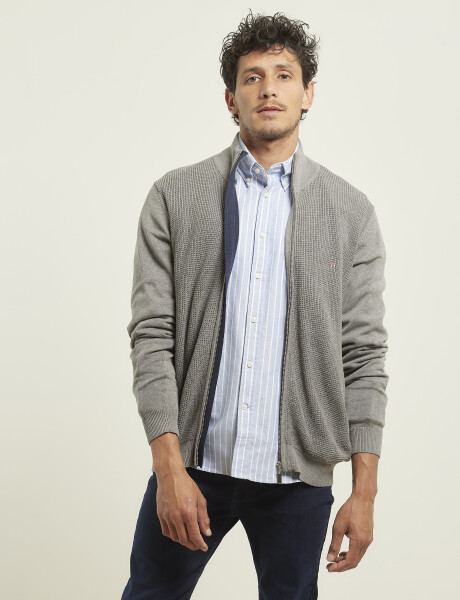 470589 CARDIGAN PUNTO HARRINGTON LABEL Gris