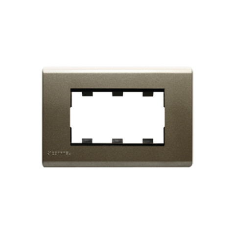 Plaqueta p/3 módulos anodizado oscuro - Duomo C56810
