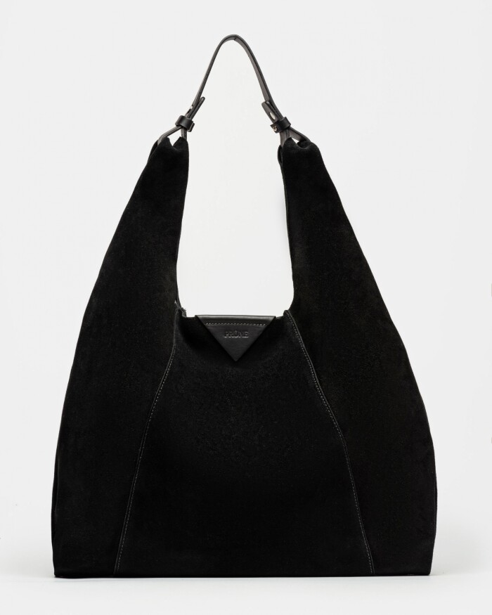 Bolso The Shopping En Cuero Gamuza Negro