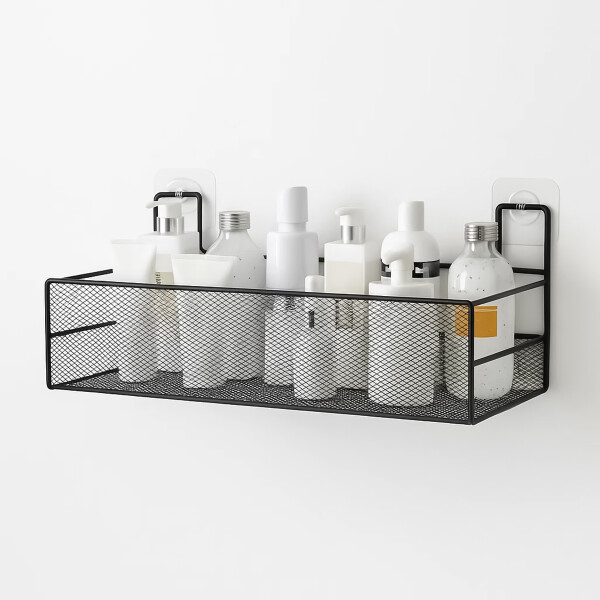 Estante Organizador Repisa De Baño Con Adhesivo De Metal Negro Estante Organizador Repisa De Baño Con Adhesivo De Metal Negro