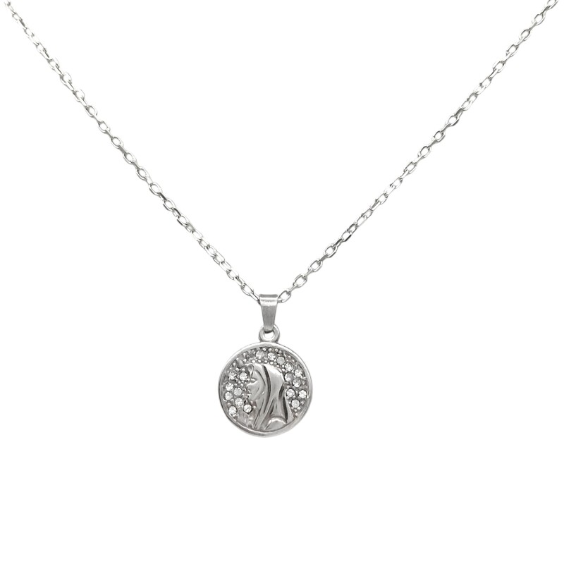 Dije Medalla Virgen Niña-Plata 925-Piedra Zirconia-CP3012 conpiedra
