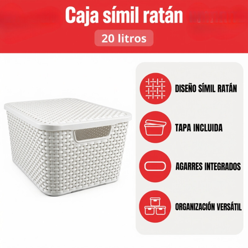 Set x3 Caja ratán 20 lts BLANCO