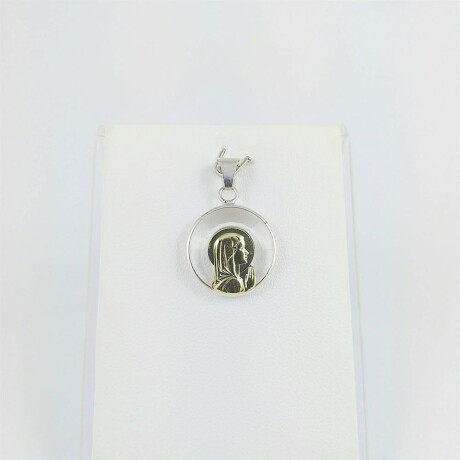 Medalla religiosa de plata 925 Virgen Niña cristal con manto, detalles de double en oro 18Ktes, diámetro 17mm. Medalla religiosa de plata 925 Virgen Niña cristal con manto, detalles de double en oro 18Ktes, diámetro 17mm.