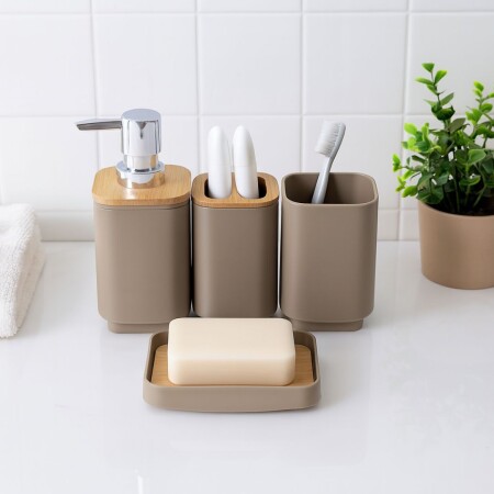 JUEGO DE ORGANIZADORES PARA BAÑO BAMBU 4 PIEZAS JUEGO DE ORGANIZADORES PARA BAÑO BAMBU 4 PIEZAS