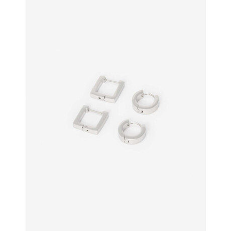 Set De Argollas De Acero Plateado
