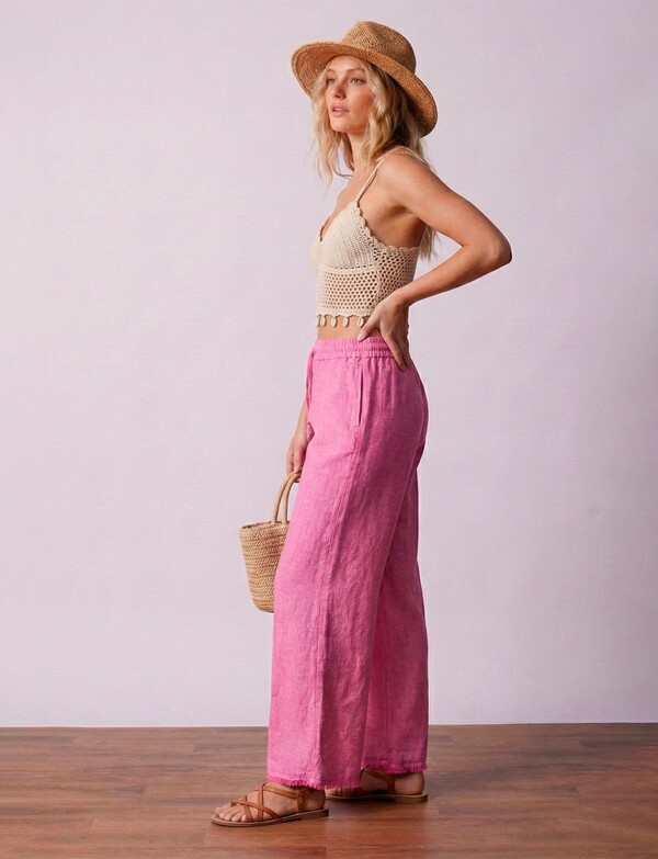 Pantalon Lino Cordel FUCSIA