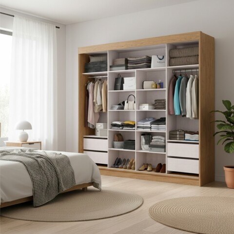 Ropero Seúl Premium – 2 Puertas Corredizas 100% MDF Freijó/Off White Ropero Seúl Premium – 2 Puertas Corredizas 100% MDF Freijó/Off White